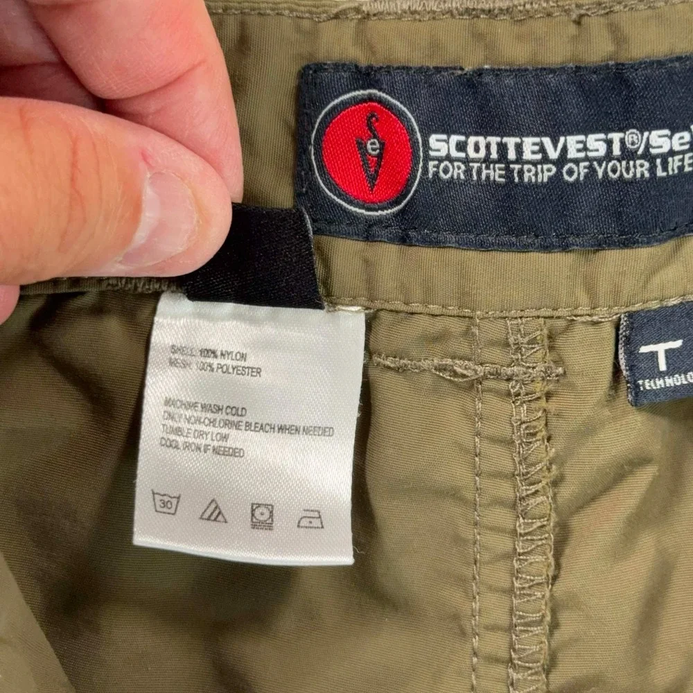 SCOTTeVEST Travel Shorts Olive Green Hiking MultiPocket 7